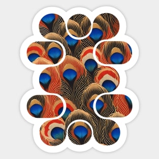 Abstract Shapes Peacock Feathers Pattern Design Sticker